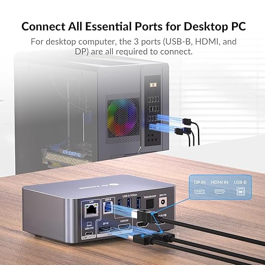 AV Access Dual Monitor KVM Docking Station for Laptop & Desktop, GbE, EDID, 5xUSB-A, HDMI 4K@60Hz USB C KVM Switch 2 Monitors 2 Computers, 60W Laptop Charge, for Home Office Workstations (iDock C10)