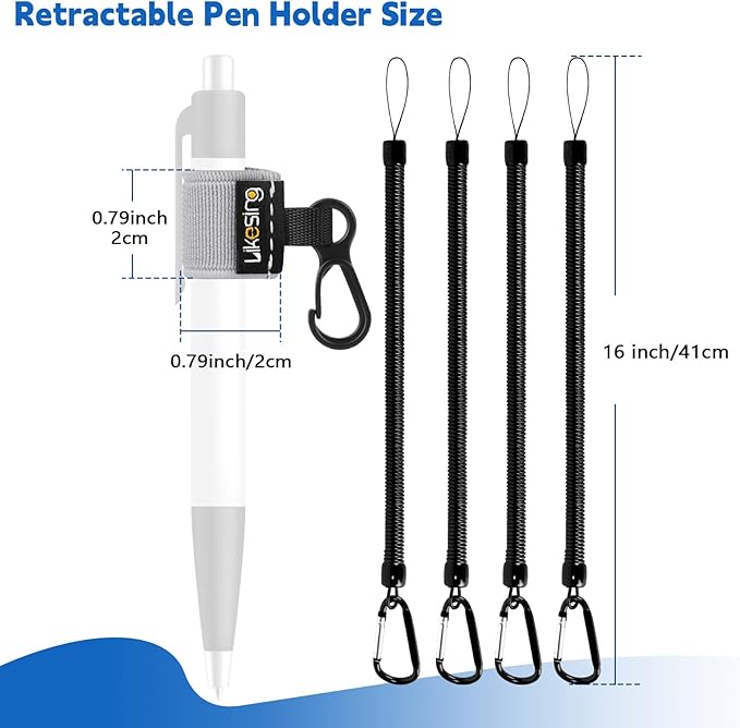 Likesing Pen Holder for Lanyard, 4 Set Elastic Retractable Pencil Holder with Spring Lanyard for Clipboard, Pen Leash for Nurses, Teachers, Waitres, Carpenters, Construction Workers(Light-colored)