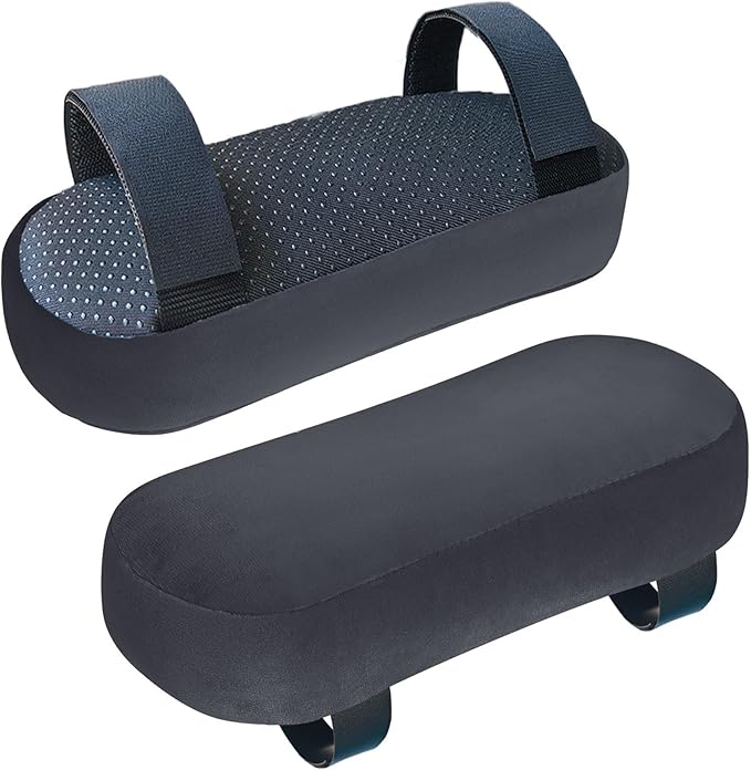 WdFour 2-Pack Non-Slip Armrest Pads for Office & Gaming Chairs - Ergonomic Forearm Support Pillow for Desk, Computer & Wheelchair, Pressure Relief Cushions,Dark Gray