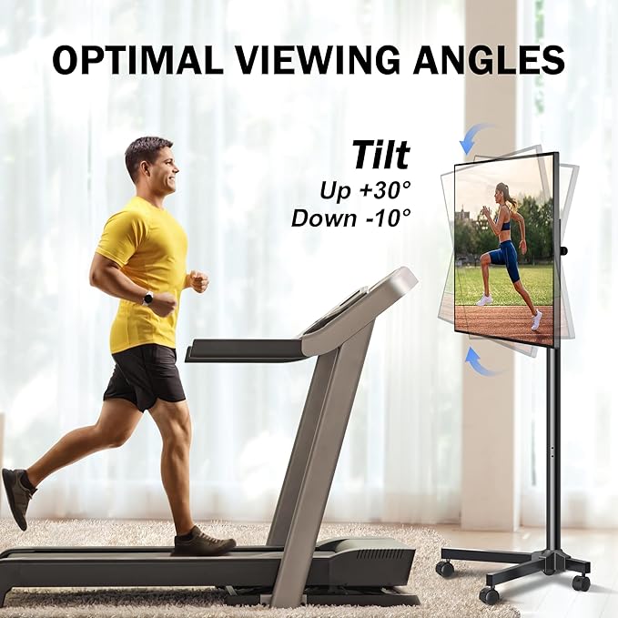 XINLEI Mobile TV Carts, Rotating Rolling TV Stand on Wheels for 13-50" Flat/Curved TVs Height Adjustable 30° Tilt Floor TV Stand Portable Monitor Stand Holds up to 44lbs Max VESA 200x200mm ML1350