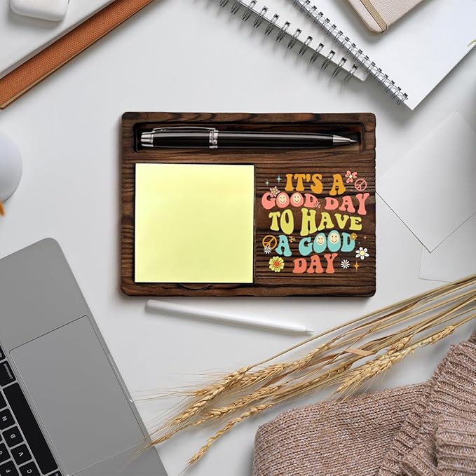 Motivational Sticky Note Holder Inspirational Gifts for Women, It's a Good Day to Have a Good Day Post It Note Dispenser for Home Office Desk Decor