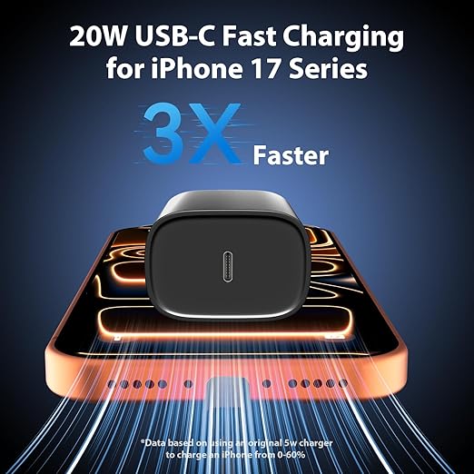 Phone 17 16 15 Charger Fast Charging Type C Chargers USB C Fast Charger Block & Phones 17 Charger Cord 10FT Long USB C Charging Cable for i.Phone 17/17 Pro/17 Pro Max/Air/Phone 16 15 Pro Max,Black