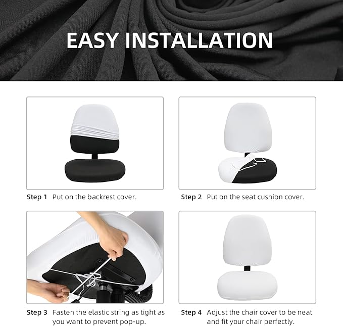 Stretchable Desk Office Chair Seat Covers - Universal Spandex Computer Chair Slipcover - Removable Washable Rotating Backrest Coverings & Cushion Protectors for Dogs, Cats, Pets, Plum