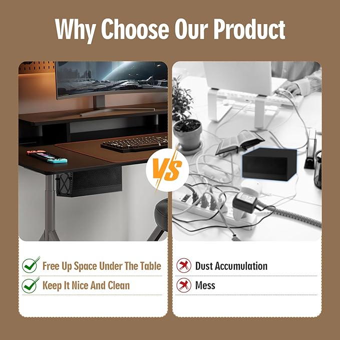 Adjustable Under Desk PC Mount, Mount Bracket Holder,Compatible with,UPS,CPU,Small Form Factor Desktop Tower,Height 4.2-8 in