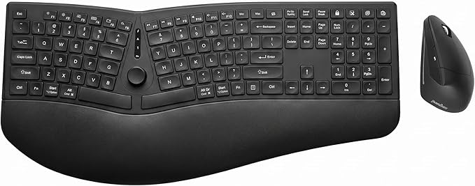 Perixx Periduo-614US, Wireless Quiet Ergonomic Keyboard and Vertical Mouse Combo - Adjustable Palm Rest - Laptop X Type Scissor Keys - Rechargeable Feature - US English