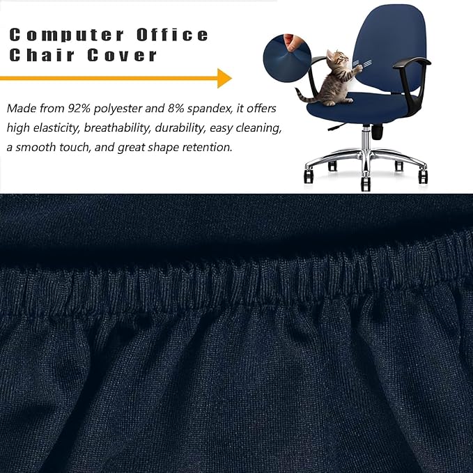 Office Chair Covers - 2 Piece Protective Stretchable Chair Seatcovers Stretch Chair Slipcover, Removable Washable Universal Armchair Cover Slipcover Chair Seat Cover Protector Cover