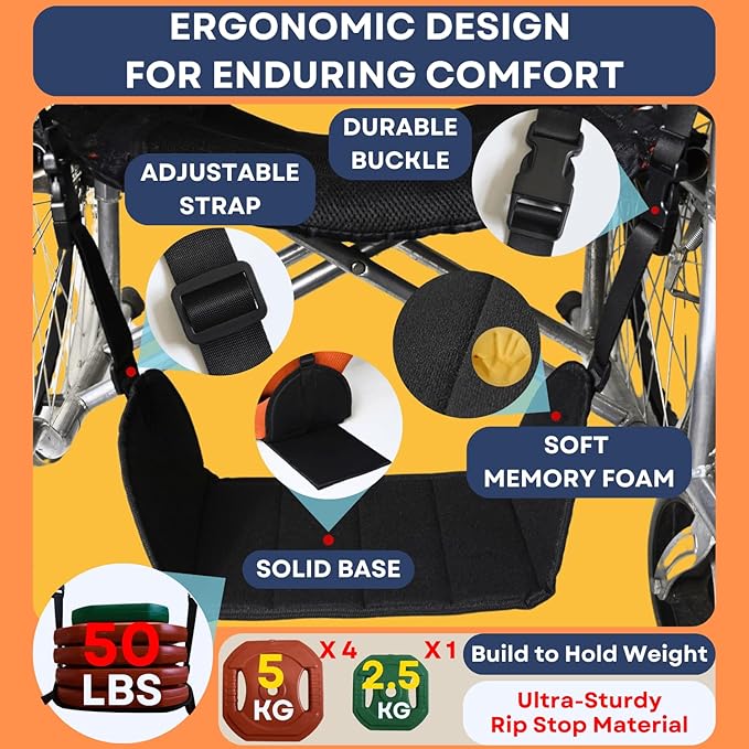 Wheelchair Footrest Hammock, Anti Squeeze Leg Rest for Wheelchair, Foot Sling for Foot Rest Replacement Adjustable Height, Leg Support Hammock w/Soft Base, Wheel Chair Essential Accessories