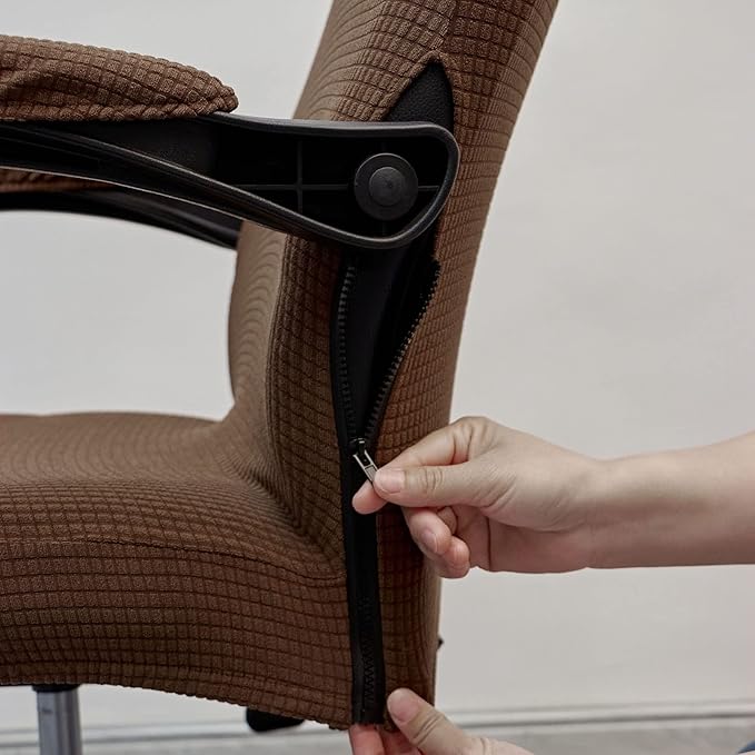 Melaluxe Office Chair Cover with Armrest Covers， Universal Stretch Desk Chair Cover, Computer Chair Slipcovers (Size: L) - Light Coffee
