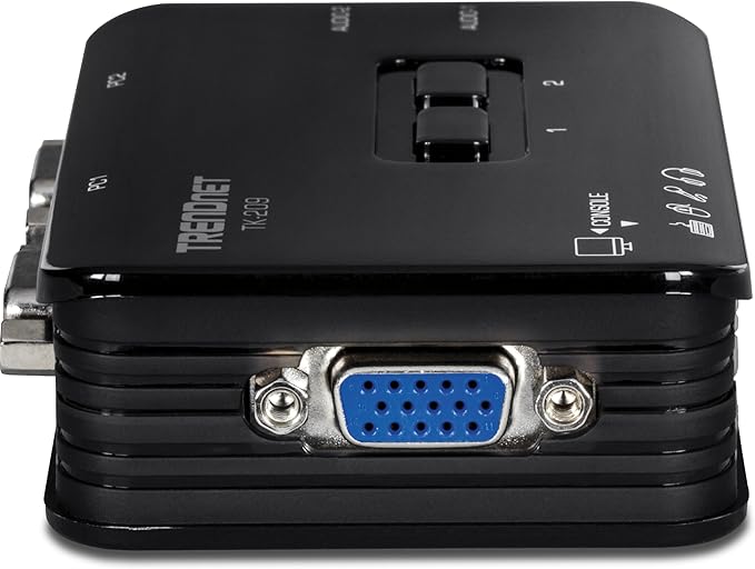 TRENDnet 2-Port USB KVM Switch Kit with Audio, TK-209K, Control Up to 2 Computers, Windows, Linux, Mac OS Compliant, 2048 x 1536 VGA Resolution, NDAA & TAA Compliant, KVM Cables Included, Black