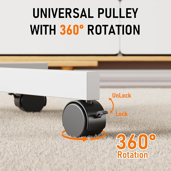Mobile TV Cart Rolling TV Stand for 23-60 Inch LCD LED OLED Flat Curved Screens up to 88 lbs, Height Adjustable Portable TV Cart with Locking Wheels, Outdoor TV Stand Mount, Max VESA 400x400mm, White