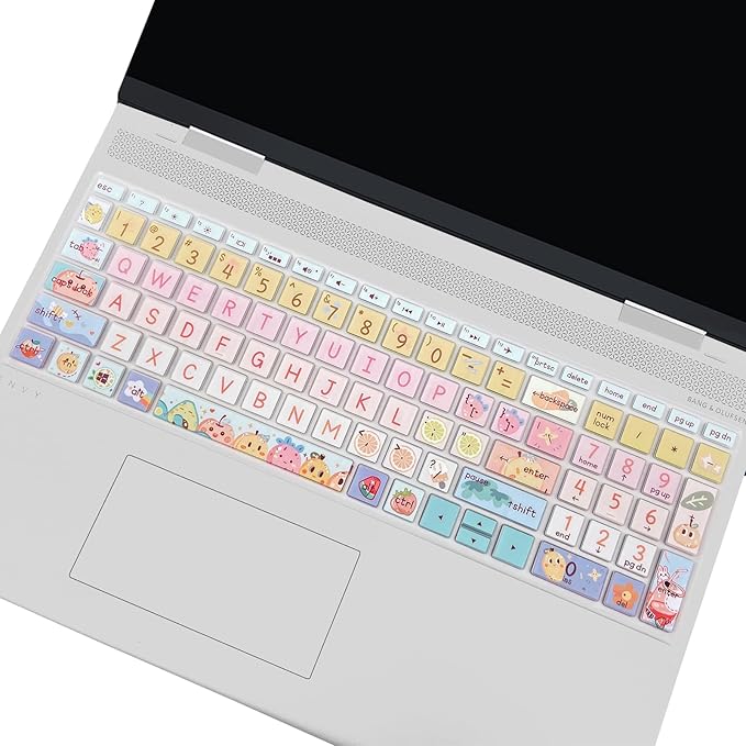 Silicone Keyboard Cover for 15.6 HP Laptop 15-fc 15-fd 15t-fd 15z-fc/HP Pavilion 15-eg 15t-eg 15-eh 15-er, 17z-ca 17-cn 17-cp 17z-cp Model Series,Cute Fruits