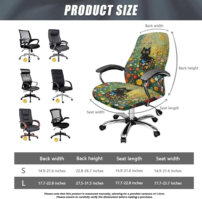 Talayituse Cat Butterfly Daisy Print Office Chair Covers, Stretch Computer Chair Cover, Universal Boss Chair Covers Modern Simplism Style High Back Chair Slipcover, Small