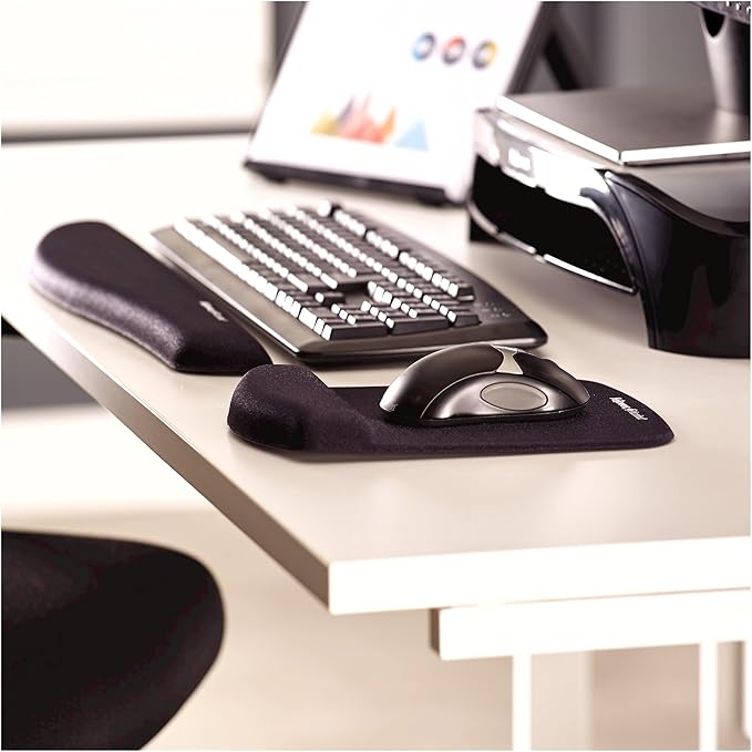 Fellowes PlushTouch Foam Keyboard Wrist Rest, MICROBAN Antimicrobial, Graphite (9252301)