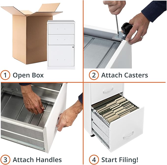 Lorell LYS SOHO The 3-Drawer Organizer Cabinet, White
