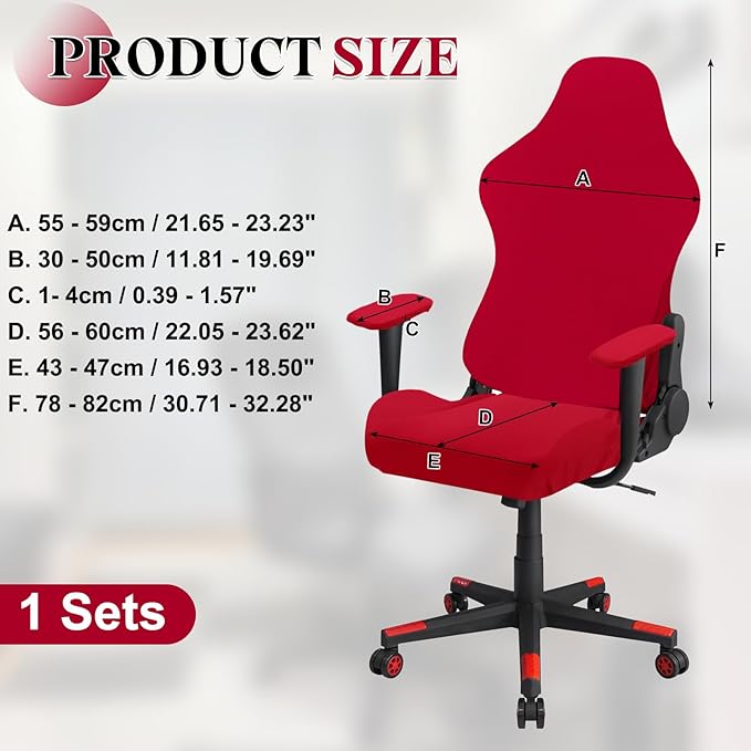 uxcell Gaming Chair Covers, Stretchable Office Computer Chair Slipcover with Armrest Covers, Elastic Seat Protector for Office Reclining Racing Game Chair, Red