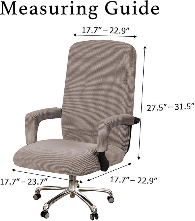 Turquoize Office Chair Cover - Stretch Computer Chair Cover with Arms, Universal Removable Slipcovers for Dogs, Cats & Pets, Taupe