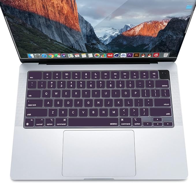 MOSISO Keyboard Cover Skin Compatible with MacBook Air 15 inch M3 A3114 M2 A2941/Air 13.6 A3113 A2681/Pro 14/16 M4 M3 M2 M1, Plum Purple