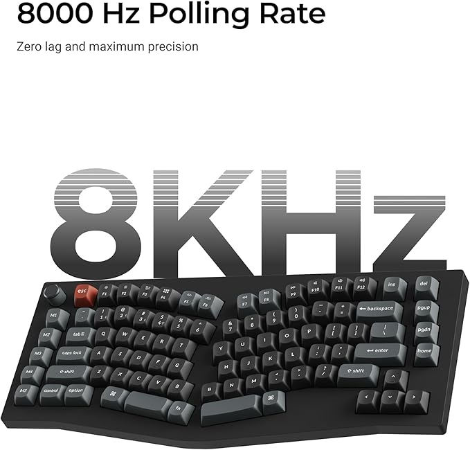 Keychron V10 Ultra 8K Wireless Mechanical Keyboard, 75% Alice Ergonomic Layout, 8000Hz 2.4GHz/Bluetooth 5.3/USB-C Wired, Hot-Swappable ZMK Custom Keyboard with Knob for Mac & Windows