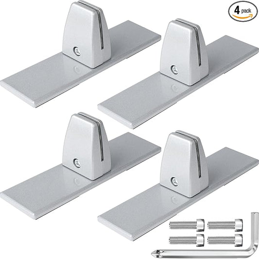 4 Packs Sneeze Guard Clamp Bracket, Sneeze Guard Shield Base for Countertop, Stick On Heavy Duty Aluminum Partition Guard Clip, Panel Support Clamp Stand for Clear Acrylic Desktop Counter Reception