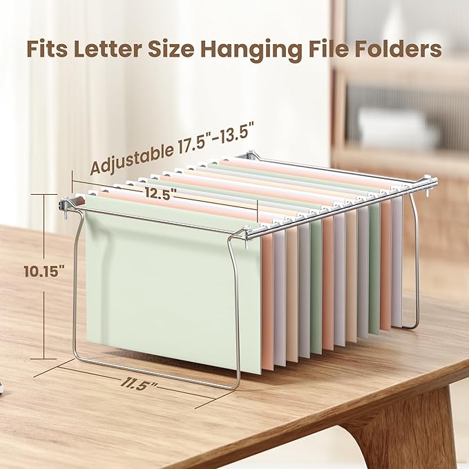 SUNEE Hanging File Folder Frame, Letter Size Files Holder Bars,17.5 Inches, Set of 2