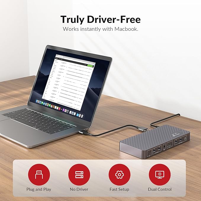 AV Access KVM Switch Docking Station for MacBook, USB C KVM Switch 2 Monitors 2 Computers, 4K Dual HDMI Displays, 1 Laptop&1 Desktop Switching, Plug&Play, Ethernet, 100W Power Delivery, EDID Emulation