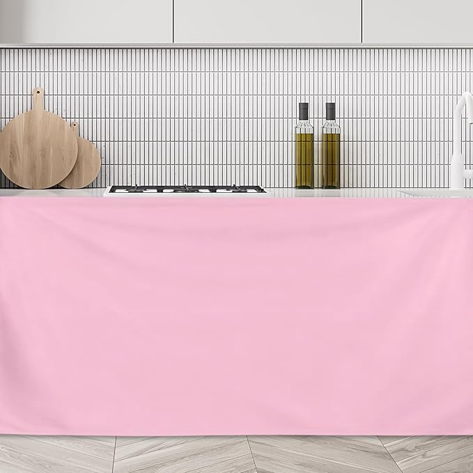 uxcell Cabinet Curtains, Dust Proof Privacy Drape Short Curtain, Hook & Loop Under The Desk Skirt for Kitchen Bathroom Closet Storage Room (35.4" W x 27.6" H, Pink)
