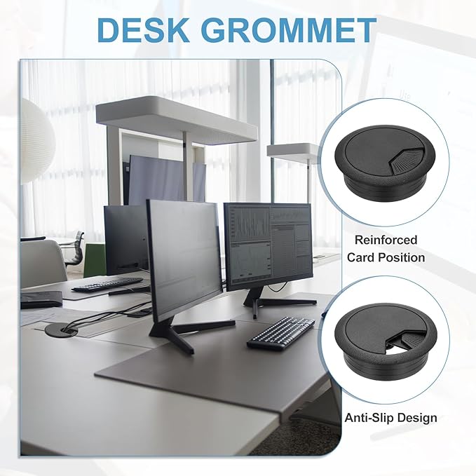 PATIKIL Desk Grommet 2", 4 Pcs Plastic Desk Hole Cover Cable Grommet Cord Hole Cover Table Wires Organizer for Home Office Wires Cables Through The Countertop, Black