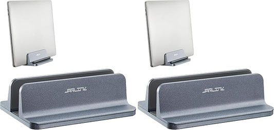 JARLINK Vertical Laptop Stand, Aluminum Laptop Holder Desktop Stand with Adjustable Dock Size (up to 17.3 inches) Compatible with All MacBook/Surface/Dell/Gaming Laptops (Gray) (Pack of 2)