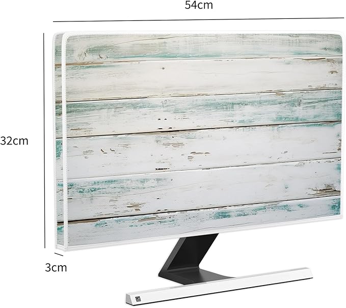 Baocicco Waterproof Monitor Dust Covers 22,23,24,25 Inch Anti-Static LCD-Silky HD Panel Dust Protective Sleeve Compatible with iMac 24 Inch,22-25 PC,Desktop and TV,Vintage Gray Wooden Board