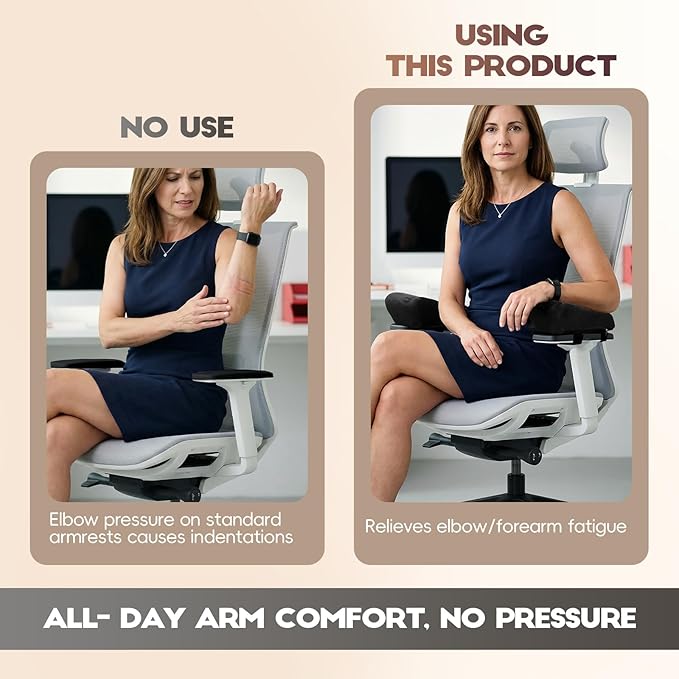 Office Chair Arm Pads, Ergonomic Memory Foam Wheelchair Cover, Arm Rest Pillow for Desk, Computer, Gaming and Elbows (Skin-Friendly Arm Rest Pillow)