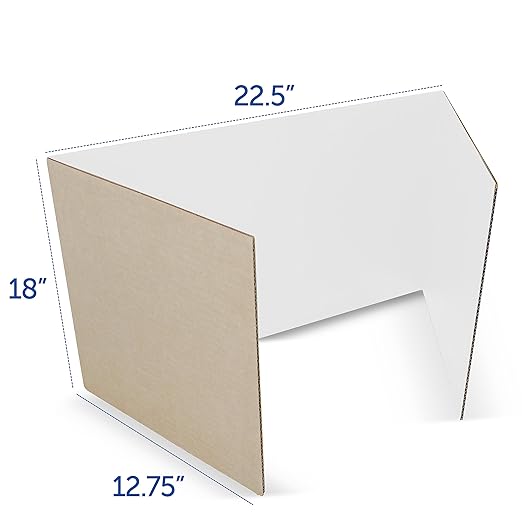 Flipside Products 18”x 48” White Study Carrels, Privacy Boards, Student Privacy and Focus Booth for The Classroom, Desk Divider Cubby for Tests, Made in USA - 12 Pack