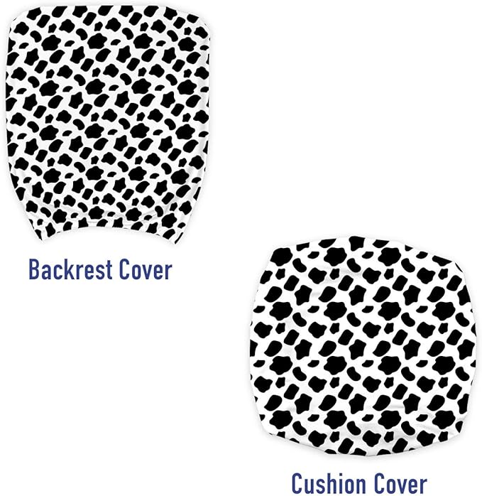 Ambesonne Cow Print Office Chair Slipcover, Cattle Skin Pattern Scattered Spots Animal Hide Plain and Pasture Theme, Protective Stretch Decorative Fabric Cover, Standard Size, White and Black