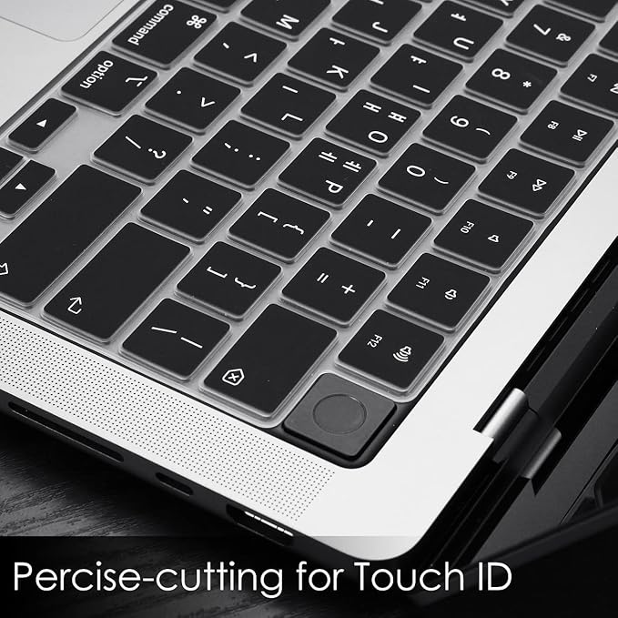 ProElife Korean Keyboard Cover Skin for 2024-2022 MacBook Air 13.6 15 inch M3 M2 A3113/A3114/A2681/A2941 & 2023-2021 MacBook Pro 14 16.2 inch M3 M2 M1 Pro/Max A2918/A2992/A2779/A2780/A2991 Accessory