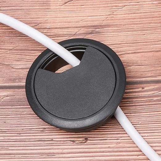 4 Pack Office Desk Grommet 2'' Round Cable Hole Caps Cover Organizer Stopper Cord Hider Buckle for Computer Desk Executive Standing Table Desktop PC Gaming Desks (Black)