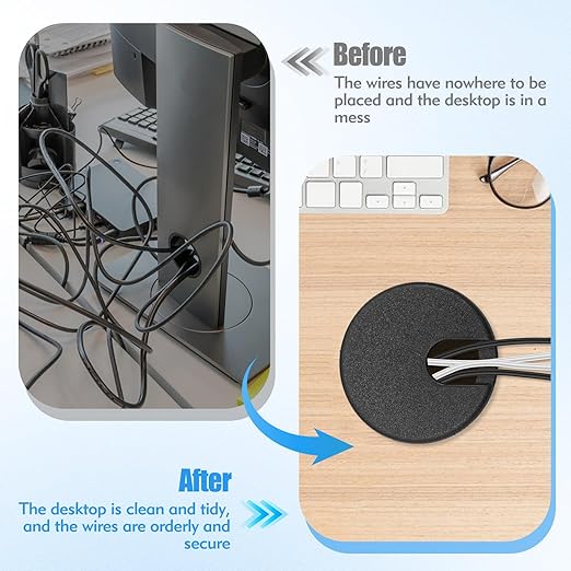 4 Pcs Desk Grommet 2 Inch, ABS Plastic Desk Hole Cover for Cables, U-Shaped Grommet Hole Cover for Office Home School Computer Desk Equipment Cable Cord Organizer