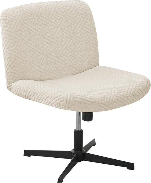 Lavish Cover Water Resistant Criss Cross Chair Cover, Jacquard Fabric Elastic Office Chair Cover,Wide Comfy Desk Chair Cover,Armless Chair Cover Protects Chair Stains and Wear(Jacquard:Beige,No Chair)