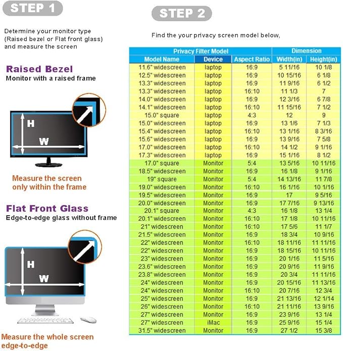 19.5 Inch - 16:9 Aspect Ratio - Computer Privacy Screen Filter for Widescreen Monitor - Anti-Glare - Anti-Scratch Protector Film - Protects Your Eyes from Harmful Glare and Blue Light