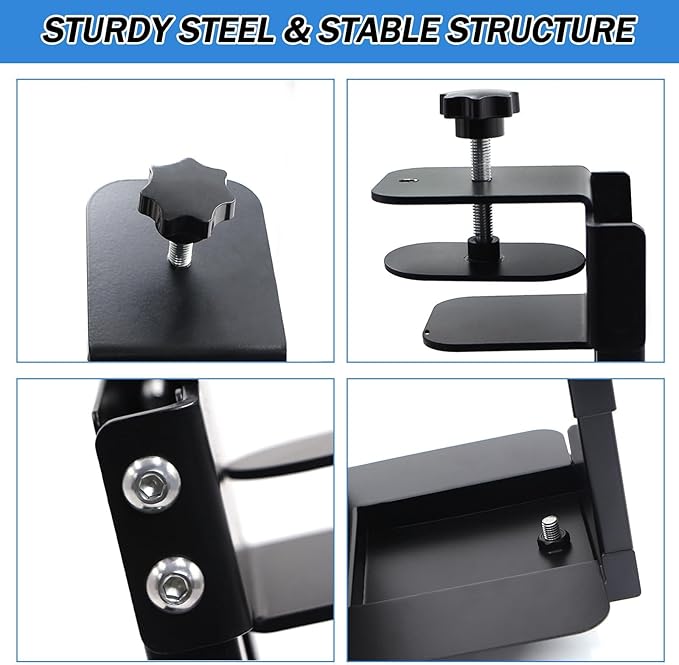 Adjustable Clamp Mount on Desk for PC Tower - No Drilling, Height Adjustable from 13.2" to 21.6", Width Adjustable from 5.5" to 9.8", Heavy Duty Under Desk Computer Mount, Computer Mount for Desk