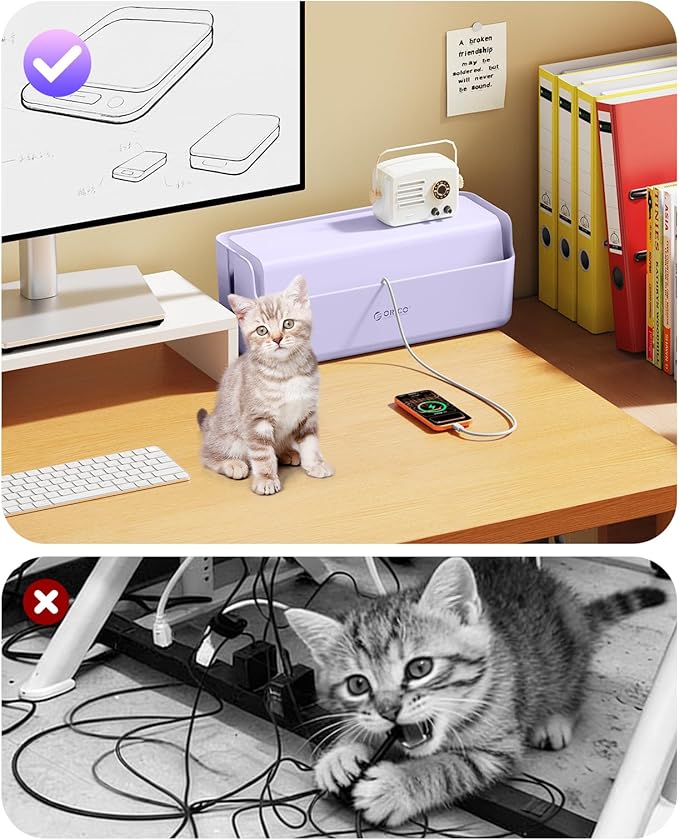ORICO Cable Management Box, Cord Hider Box to Conceal Power Strips on Desk or Floor, Keeping Cords Tidy and Protected from Damage, Stylish Cable Organizers for Home, Office, School - PB03