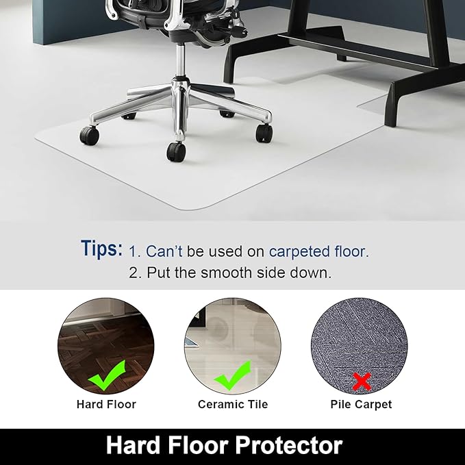 AiBOB Office Chair Mat for Hardwood Floor, 36 X 48 inches, Hard Floor Chair Mats Under Computer Desk, Easy Glide for Rolling Chairs