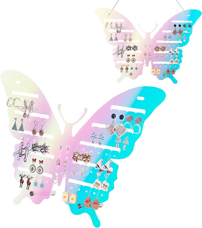 Acrylic Jewelry Organizer - Wall-Mounted or Desktop Stand for Earrings, Studs and Hooks - Multifunctional Earring Holder with 40 Holes, 40 Slots, for Studs, and Jewelry Storage