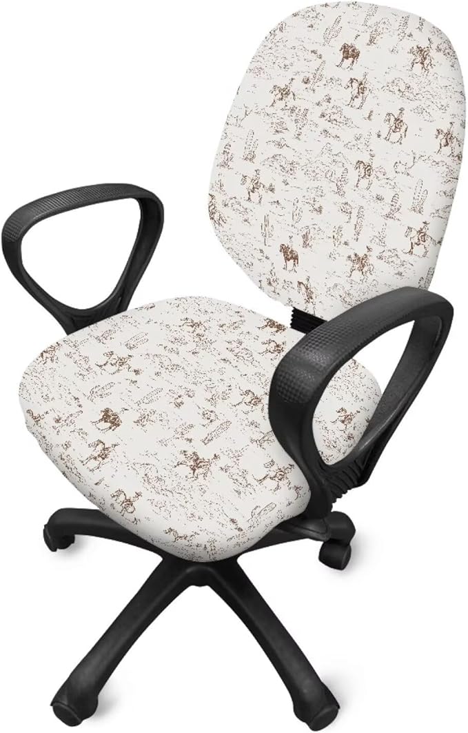 Western Cowboy Office Chair Covers 2 Piece Stretchable Office Chair Seat Cover Horse Chair Cover Decorative for Women Universal Desk Rotating Chair,Computer Chair Slipcover