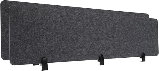 2pcs Privacy Panel, Standing Desk Divider 60"x16" Desktop Office Furniture Partitions, Clamp-On Acoustic Desk Divider Mounted Privacy Panel to Reduce Noise and Visual Distractions (Dark Grey)