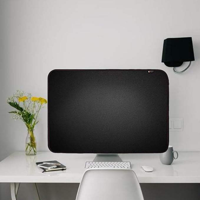 Monitor Dust Cover for iMac 27 inch PU Leather Anti-Static Dustproof Protective Cover for LCD/LED/HD Panel Case Computer Sleeve Monitor Dust Cover with Rear Pocket(Black, 27inch)