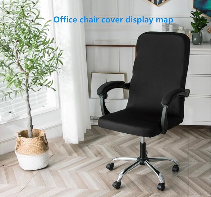 Office Chair Cover – Universal Stretch Office Chair seat Cover, Computer Chair Protector-Black (Black)