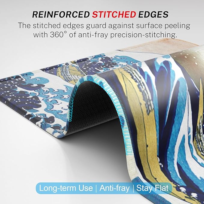 MROCO Mouse Pad [30% Larger] with Anti-Fray Stitched Edges, Premium-Textured Waterproof Surface, Non-Slip Rubber Base, Computer & Gaming Mouse Mat for Laptop, Office & Home, 8.5 x 11 in, Big Wave