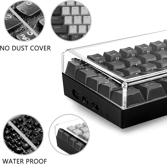 GEEKRIA Premium Acrylic Keyboard Cover for 60% Compact 61 Key Keyboard, Compatible with Razer Huntsman Mini, RK Royal KLUDGE RK61 (Transparent)
