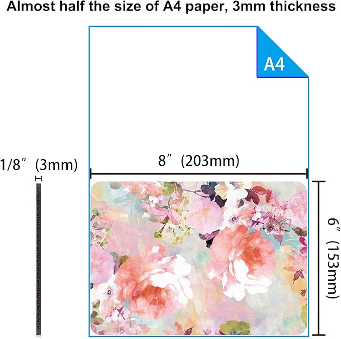 Small Mouse Pad 6 x 8 Inch, Audimi Mini Mouse Pad Thick for Laptop Wireless Mouse Home Office Travel, Portable & Washable (Flower)
