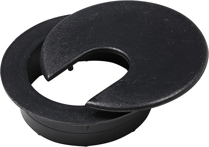 10 Pack Rok Hardware 2" (51mm) Black Round Computer Desk Table Port Wire Cable Cord Organizer Hole Cover Grommet, ROKRG2BLK