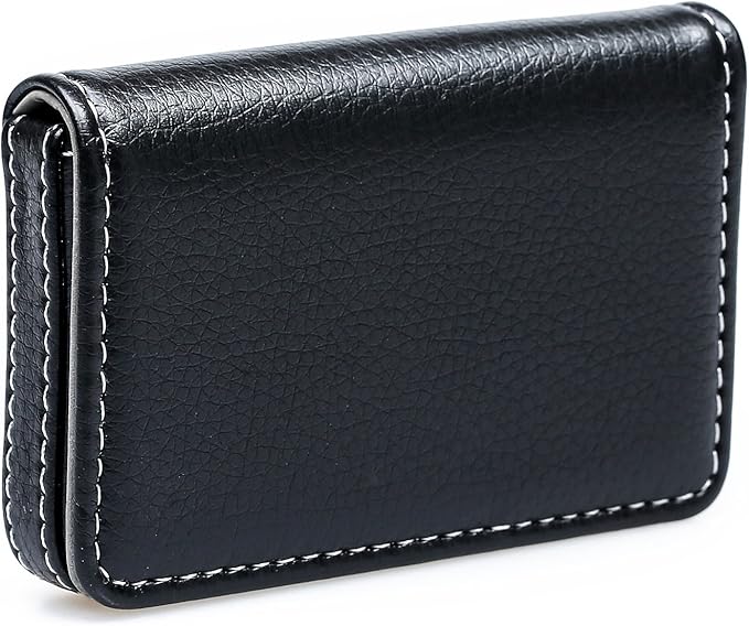 RFID Blocking Wallet - Minimalist Leather Business Credit Card Holder - Black